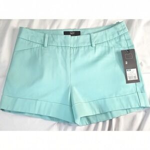 NWT Mossimo Supply Co Womens Aqua Mint Size 2 Green Cuffed Chino Shorts Stretch